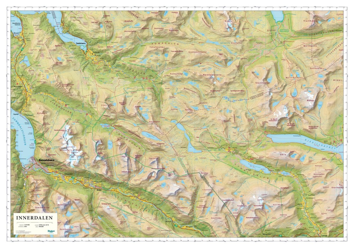 Innerdalen - Hyttekart - Finekart