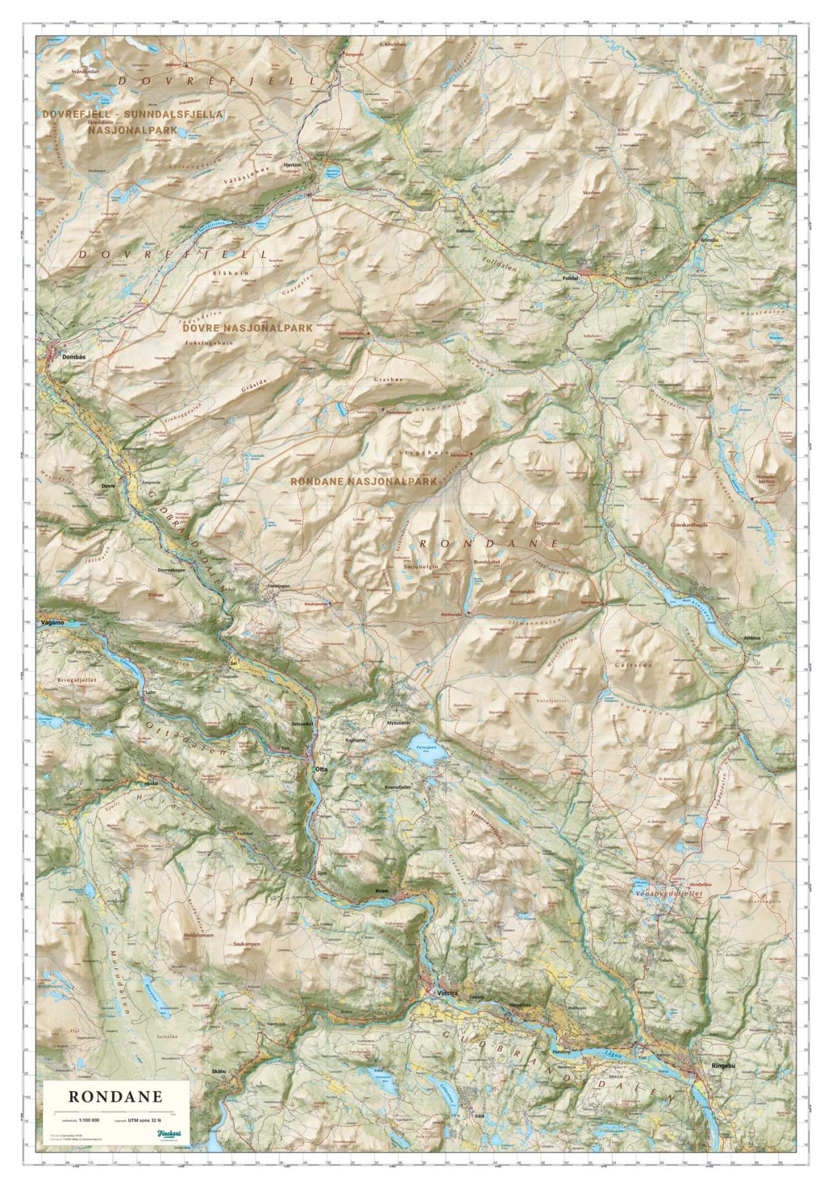 Rondane - Fjellkart - Finekart